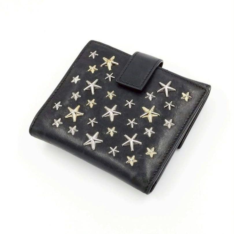 正規タグ JIMMY CHOO ジミーチュ スタースタッズ 二つ折り財布 本革