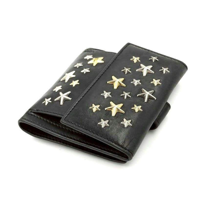 正規タグ JIMMY CHOO ジミーチュ スタースタッズ 二つ折り財布 本革