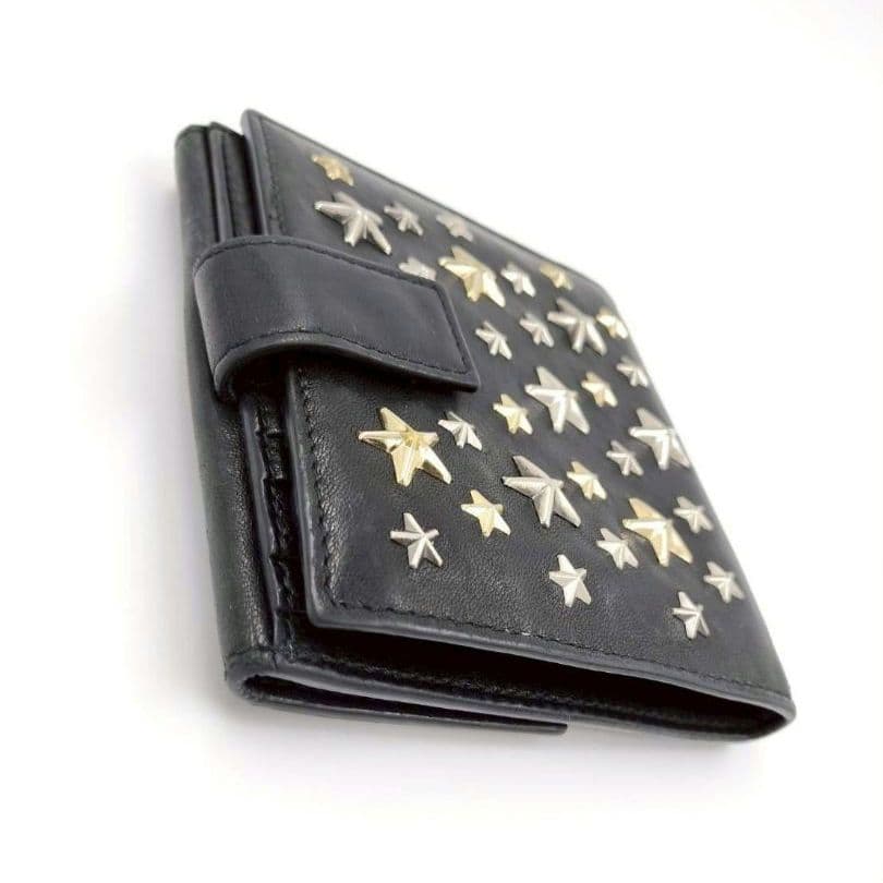 正規タグ JIMMY CHOO ジミーチュ スタースタッズ 二つ折り財布 本革
