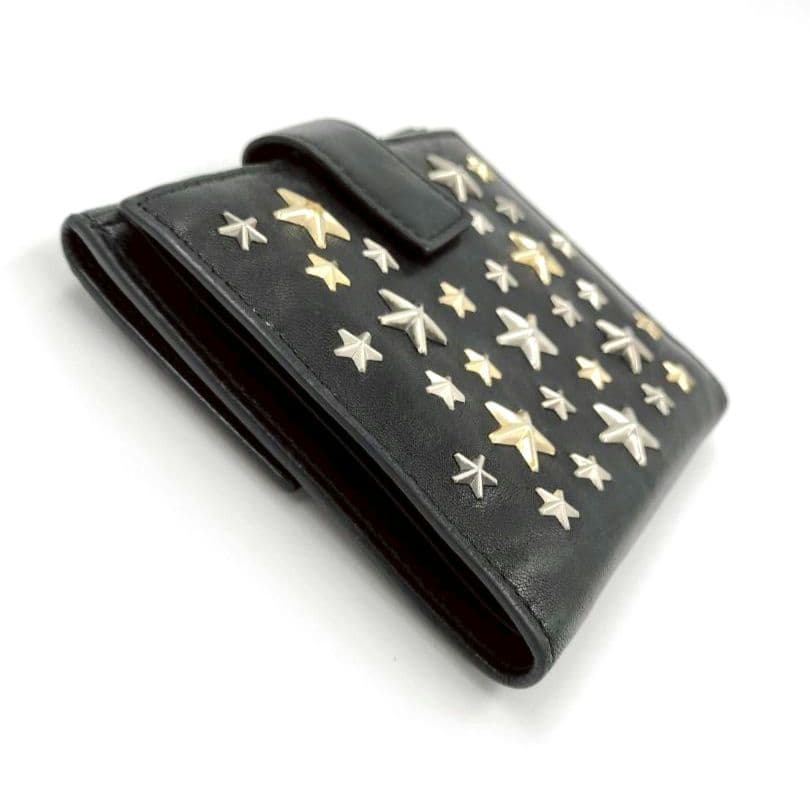 正規タグ JIMMY CHOO ジミーチュ スタースタッズ 二つ折り財布 本革