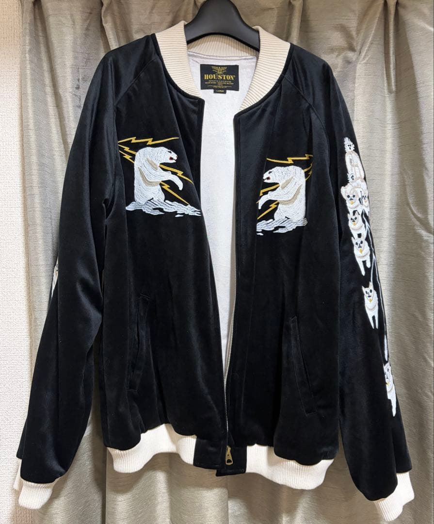 HOUSTON ヒューストン 別珍スカジャン アラスカ ブラック　Lサイズ