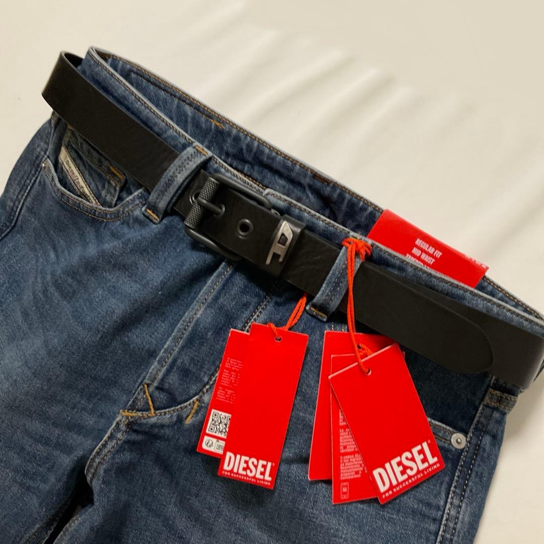 新品　ディーゼル　ベルト 90　X09396　B-DAVE Ⅱ　メタリックDロゴ