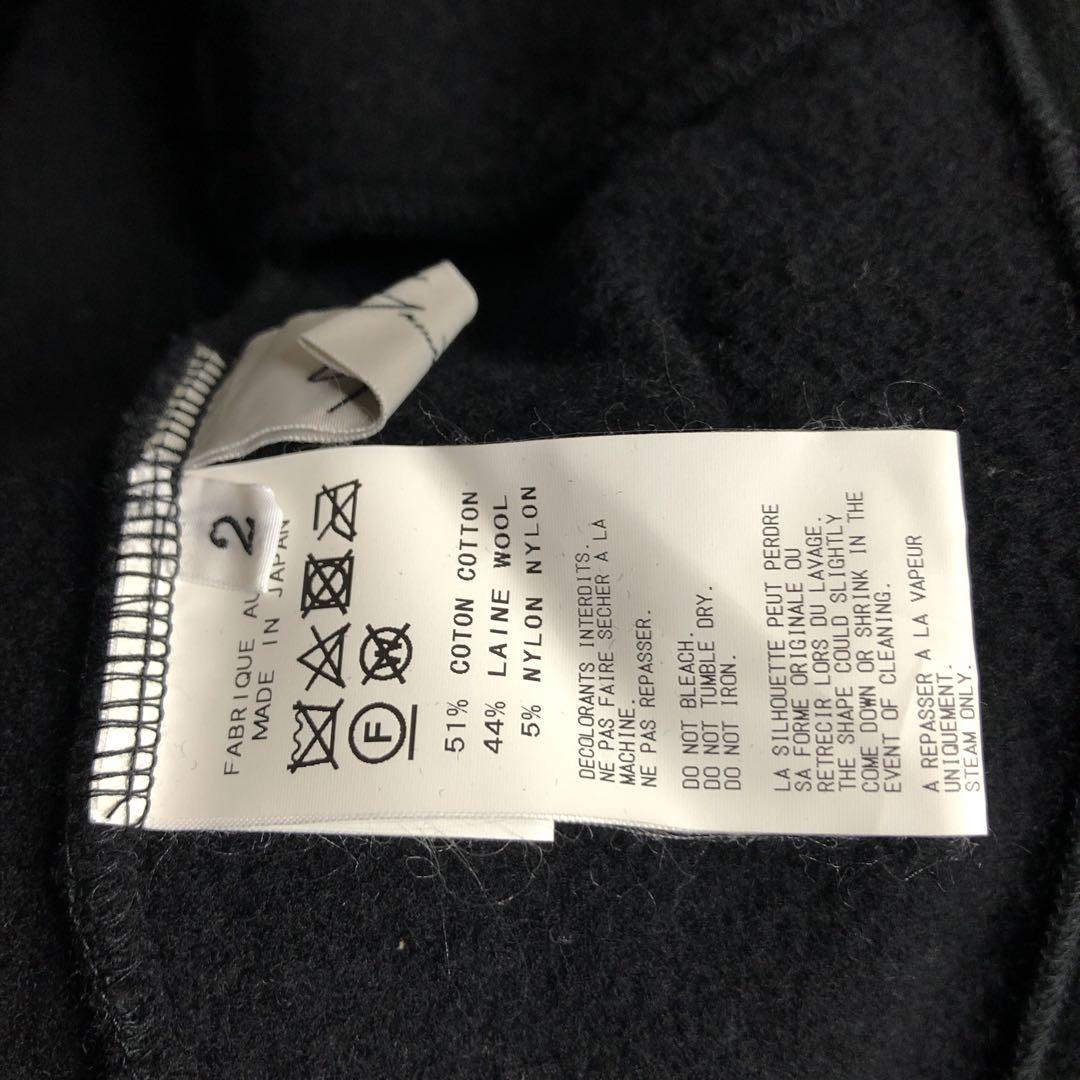 ヨウジヤマモト スウェット生地ロングコート フルジップ ノーカラーウールコットン