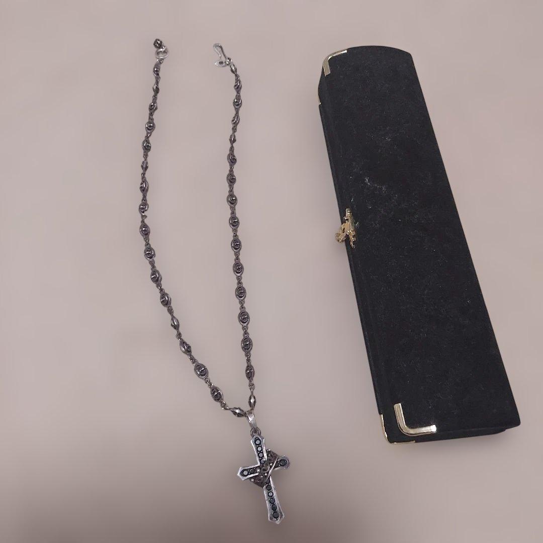 ジャスティンデービスシルバー十字架ネックレス ケース付き　トップ+チェーン