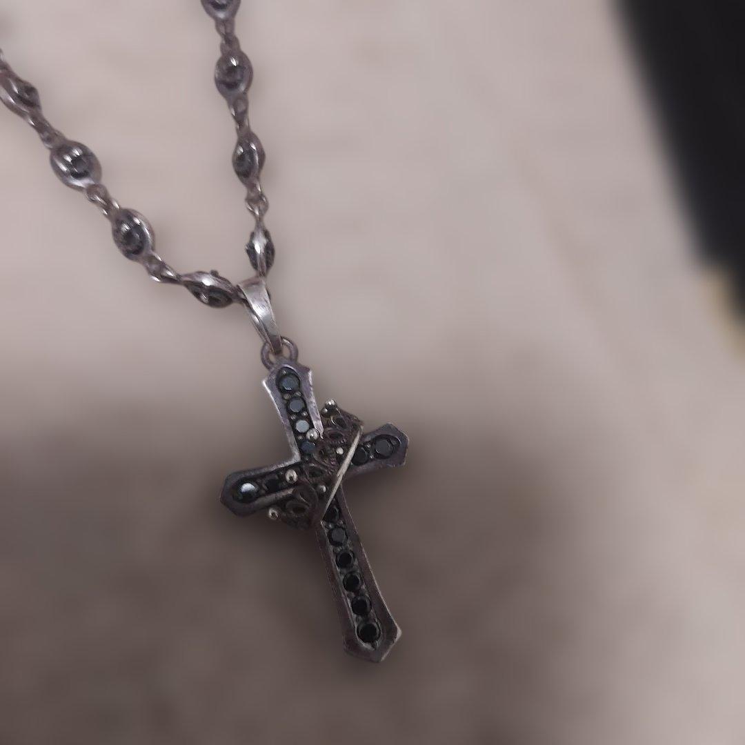 ジャスティンデービスシルバー十字架ネックレス ケース付き　トップ+チェーン