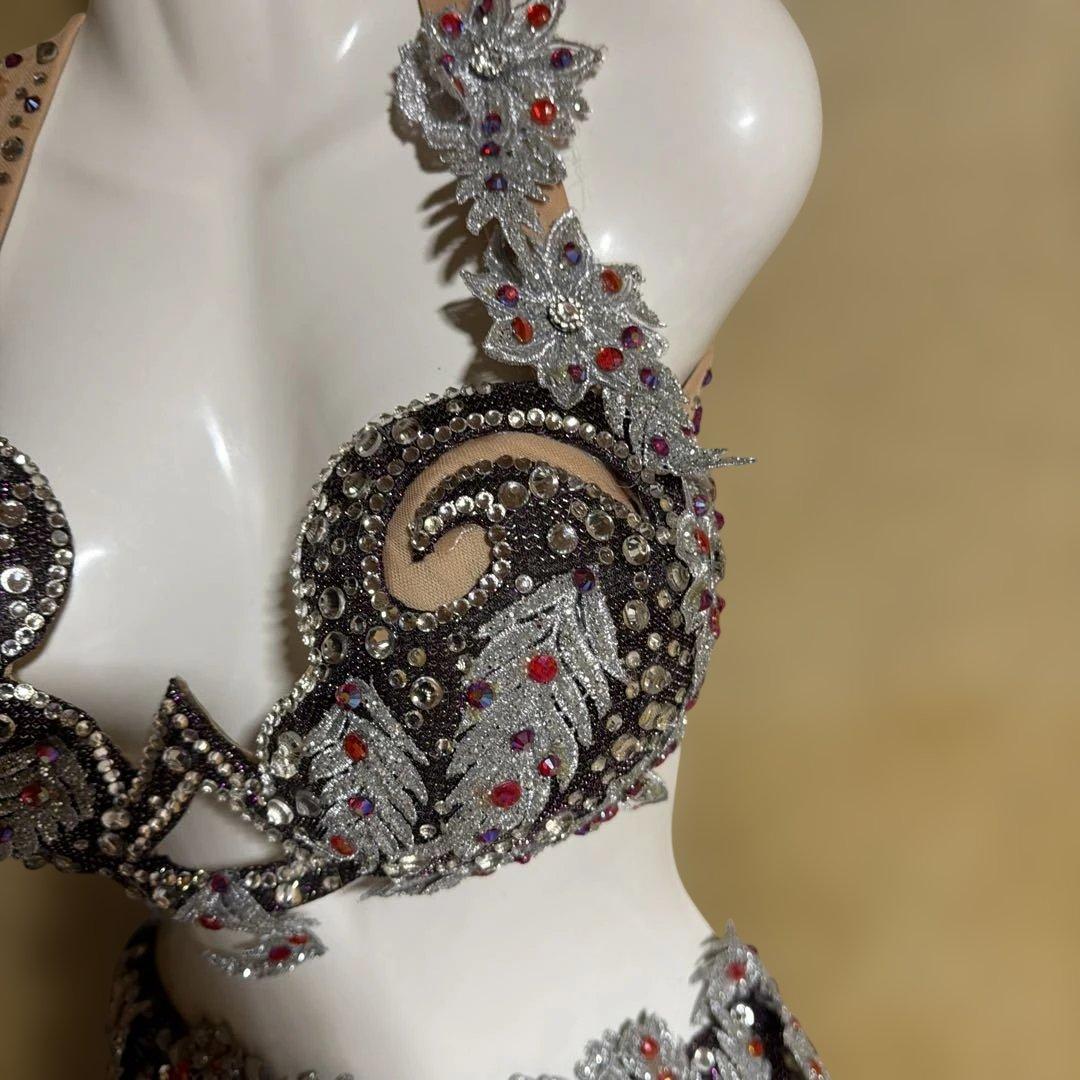 ベリーダンス セットアップ 黒 ビーズ装飾