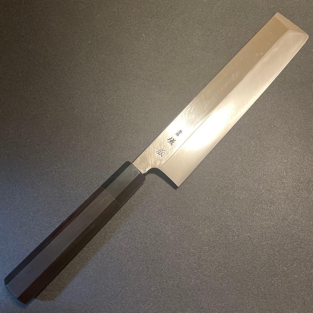 スケナリ　佑成　本焼　薄刃　和包丁　刃渡り243mm 8寸　　黒檀八角柄