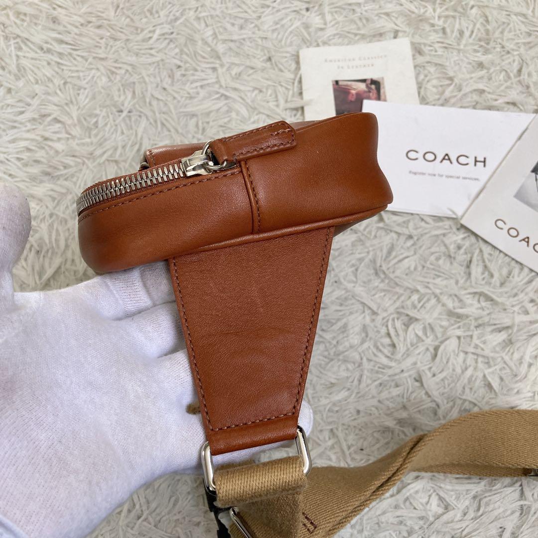 極美品 vintage coach old waist pouch brown