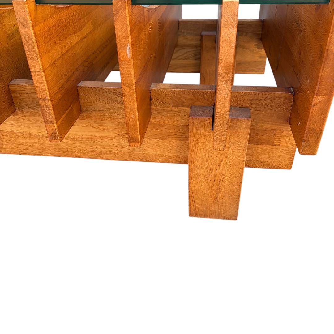 【超希少】オーク無垢材 ガラス センターテーブル ポストモダン