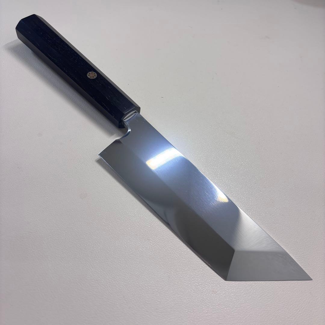 うなぎ裂き包丁　170㎜ 5.5寸鏡面　黒檀八角柄-