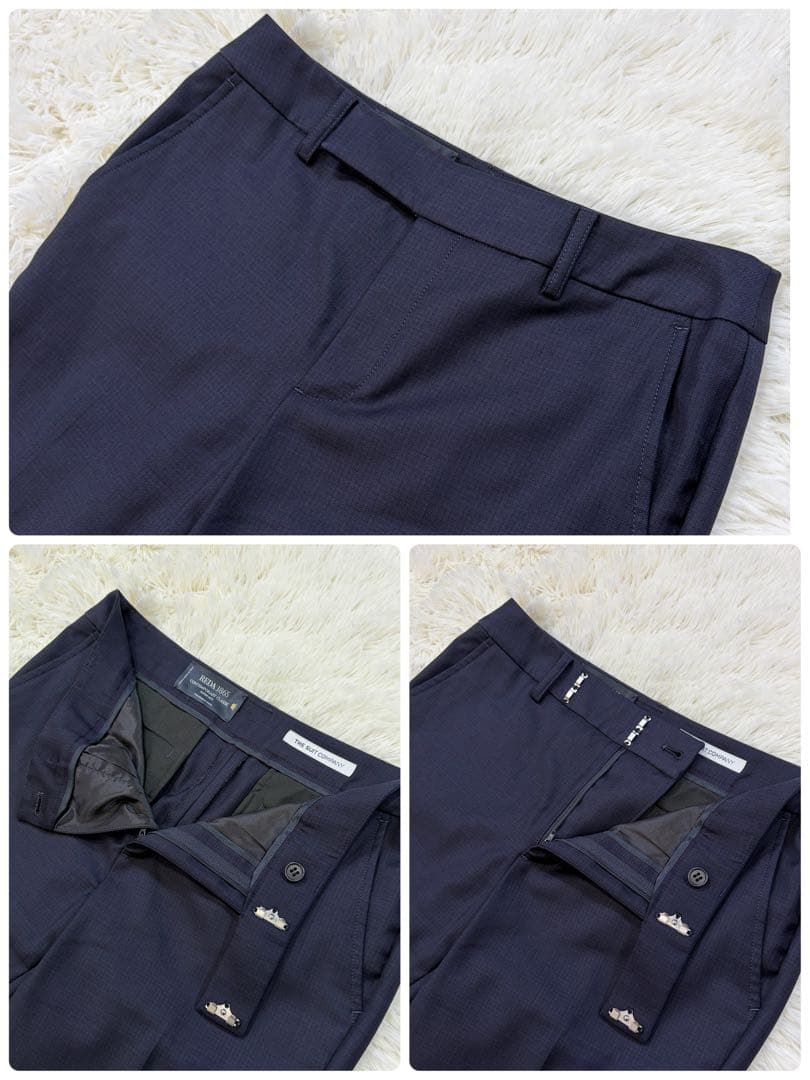 【極美品】スーツカンパニーシー REDA社生地 ビジネス パンツスーツ 紺 38