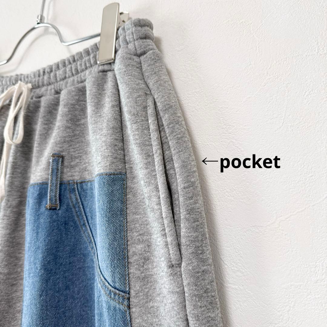 ニコアンド MODE NORM CORE デニムパッチワークパンツ ワイド