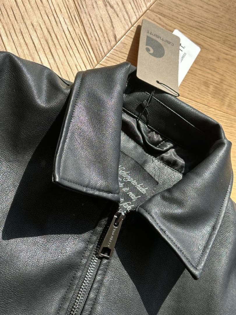Carhartt WIP ブラックレザー ジップアップジャケット