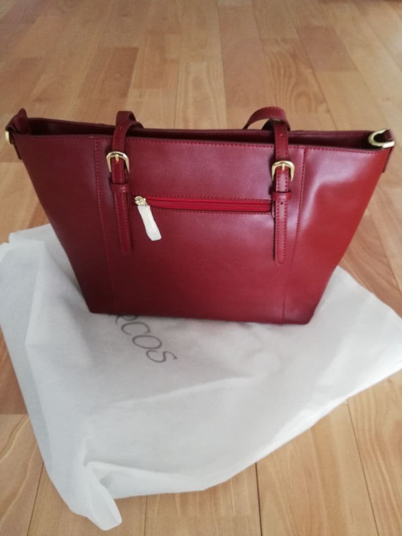 新品！BARCOSバルコス 牛革2wayトートバッグ　本革レザーバッグ　ボルドー