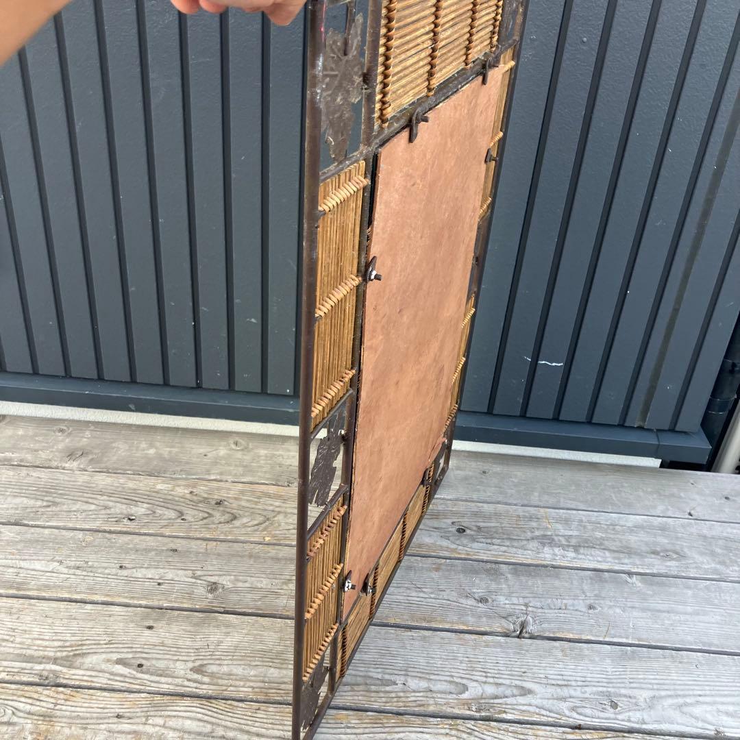 アンティーク アイアンフレーム 葉っぱ柄装飾ミラー 装飾 バンブー 壁掛けミラー