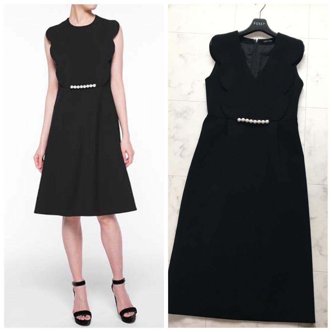 美品　YOKO CHAN ヨーコチャン　スカラップ　パール　ワンピース