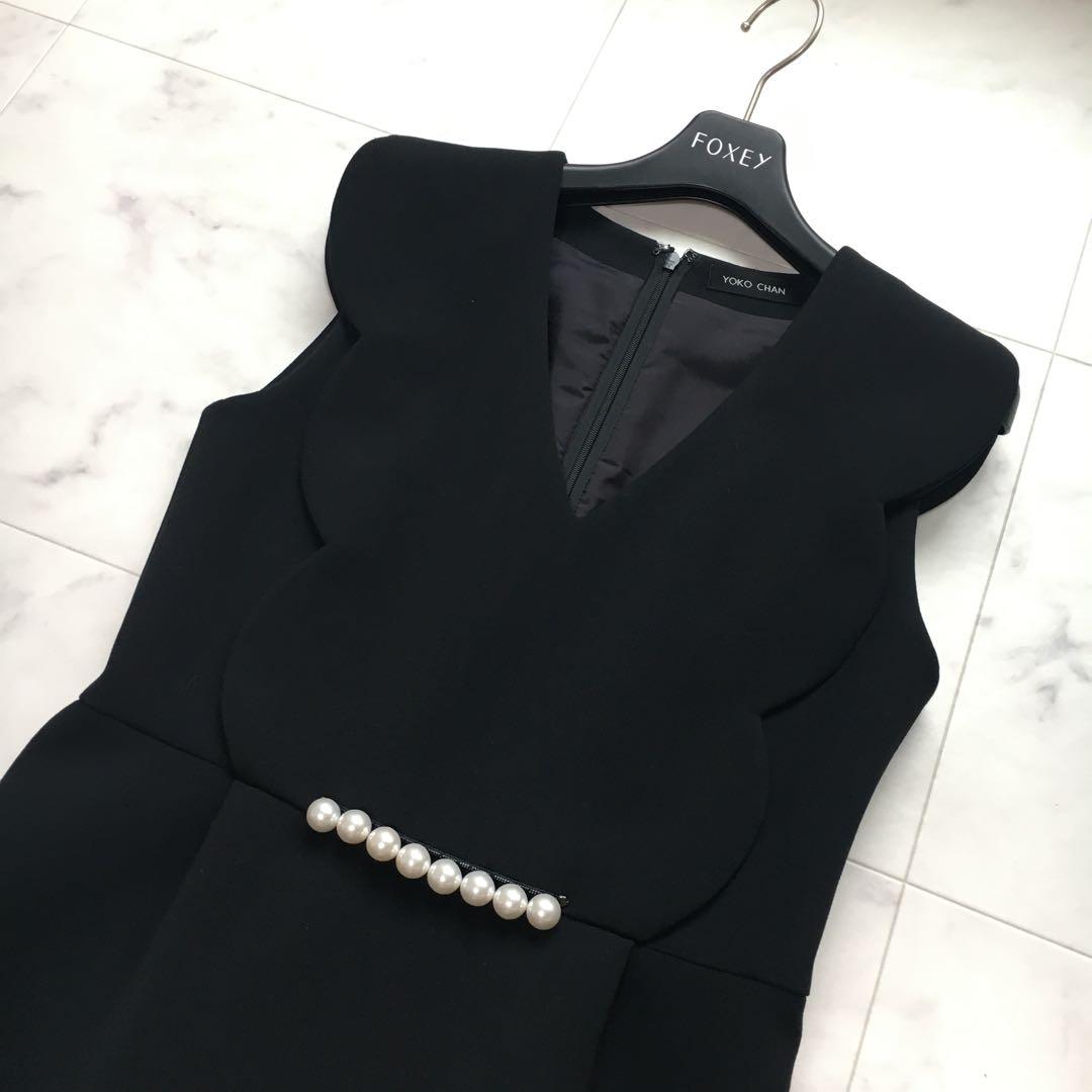 美品　YOKO CHAN ヨーコチャン　スカラップ　パール　ワンピース