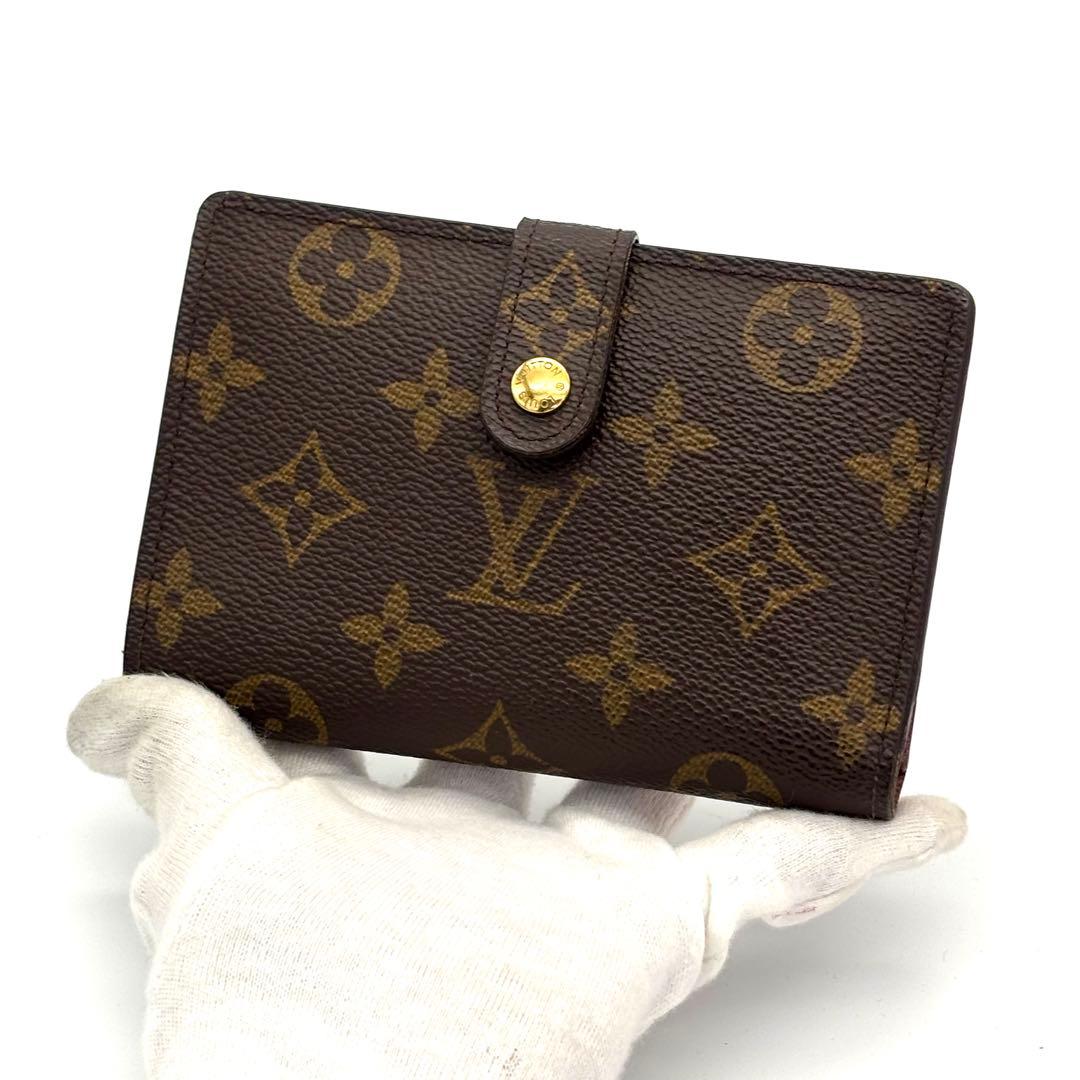 【美品】ルイヴィトン モノグラム ヴィエノワ 二つ折り財布 がま口 ブラウン