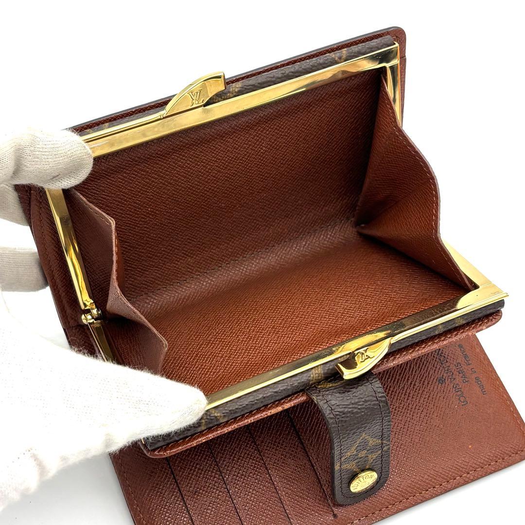 【美品】ルイヴィトン モノグラム ヴィエノワ 二つ折り財布 がま口 ブラウン