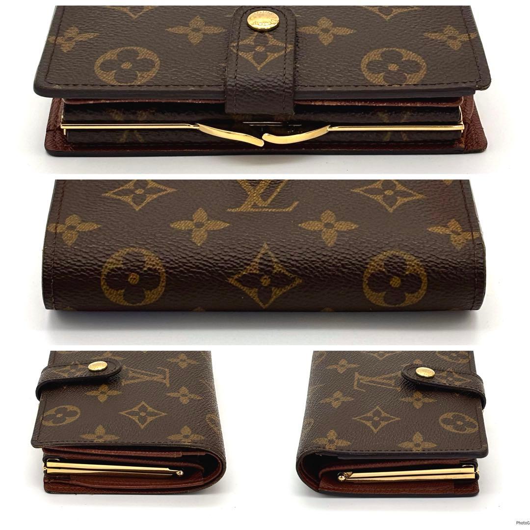 【美品】ルイヴィトン モノグラム ヴィエノワ 二つ折り財布 がま口 ブラウン