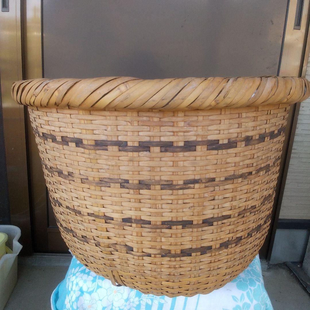 アンテーク、昭和、竹製品大きな深いざる