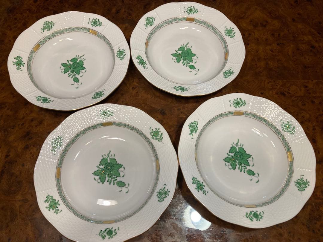 HERENDへレンド　アボニーグリーン　スープ皿4枚