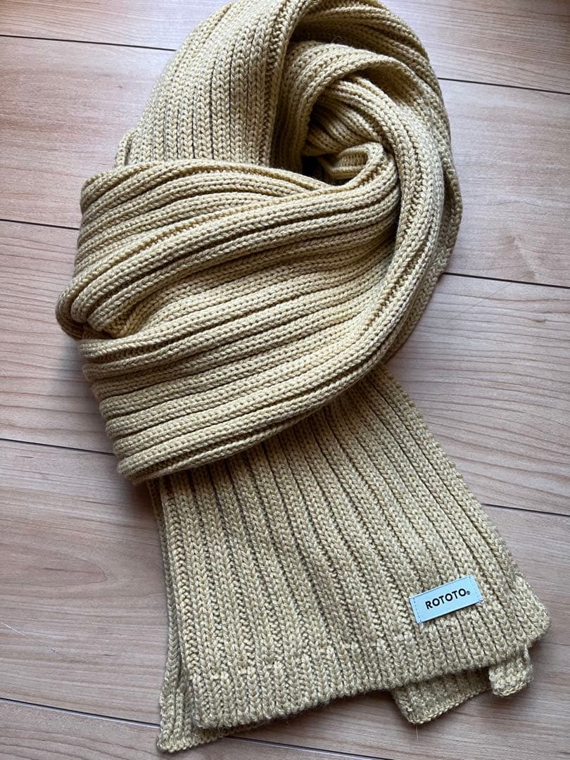 オススメ　試着のみ　ロトト　ROTOTO リブマフラー　イエロー　ボリューム