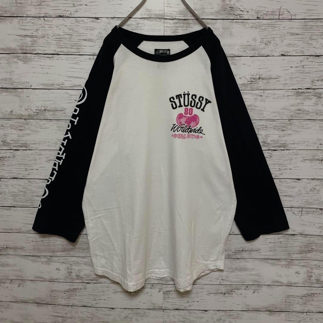 507【入手困難】ステューシー♤ビッグロゴ　ラグラン　Tシャツ　即完売モデル