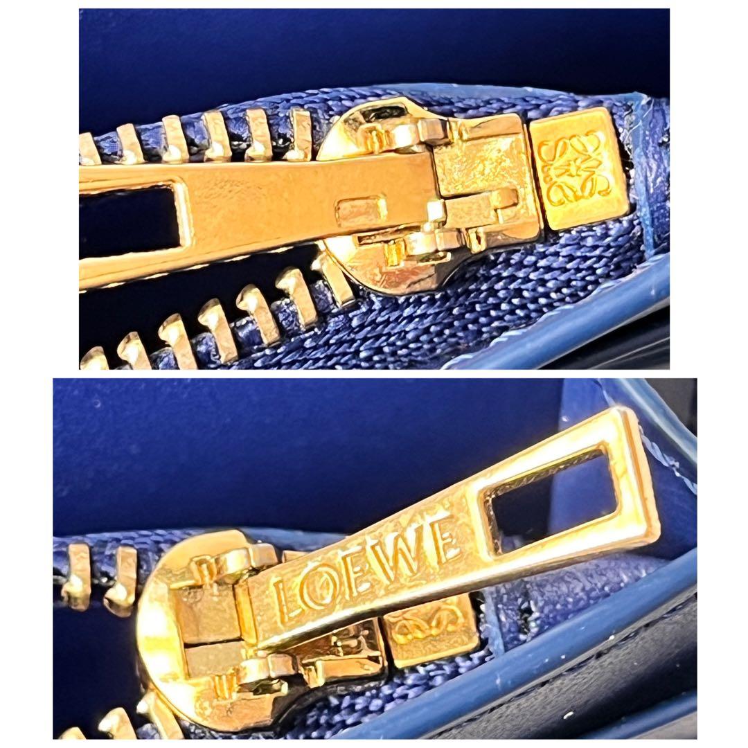 美品✨ロエベ　レア　立体アナグラムロゴ　ネイビー　長財布　メンズ　レディース