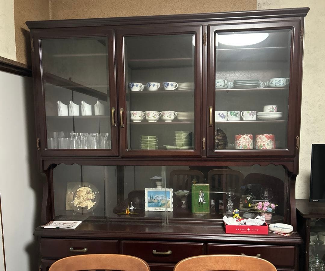 食器棚 棚 ヴィンテージ アンティーク 2段式 キャビネット