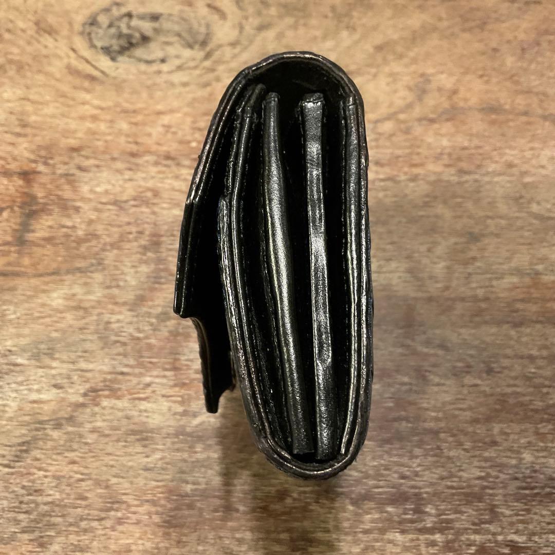 美品！マッドモンキー ワニ革 カイマン 財布 長財布 二つ折りクロコ ネイビー