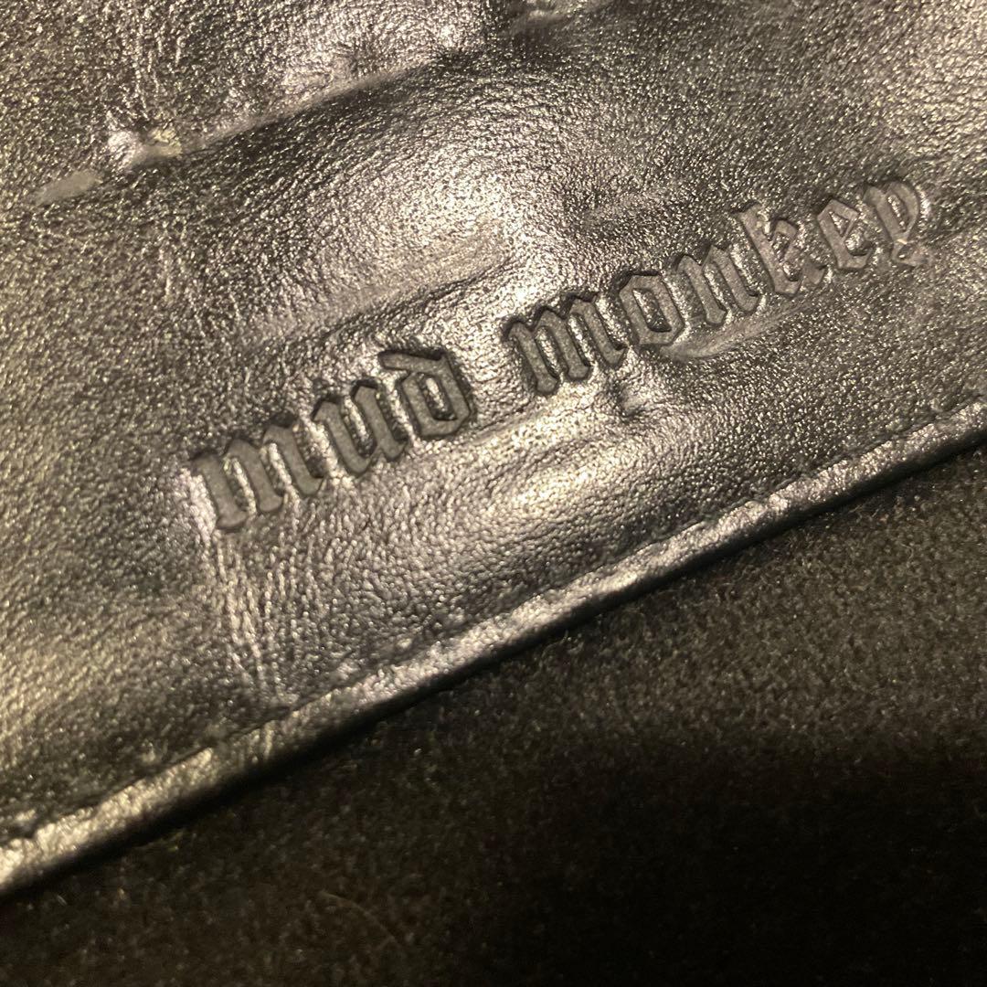 美品！マッドモンキー ワニ革 カイマン 財布 長財布 二つ折りクロコ ネイビー