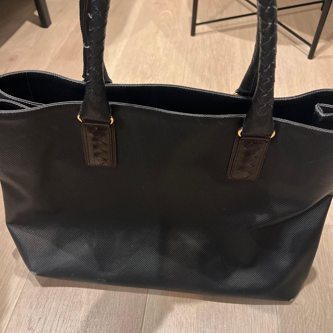 ボッテガべネタ　黒 ナイロン トートバッグ 編み込みハンドル