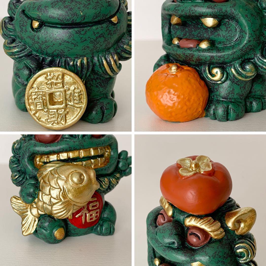 縁起物‪☆徳化白磁作家 監修/貔貅（ひきゅう）4体セット 木製台座・証明カード付