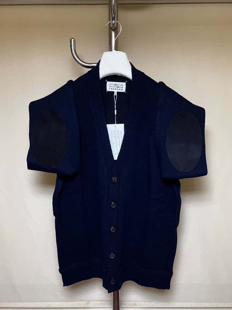 新品 M マルジェラ 23aw エルボーパッチニット カーディガン 紺 6615