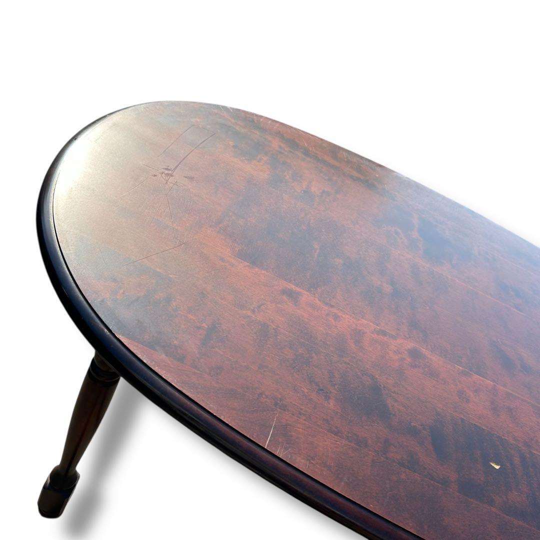 【美品】北海道民芸家具 樺桜材 ダイニングテーブル ガラス天板付き