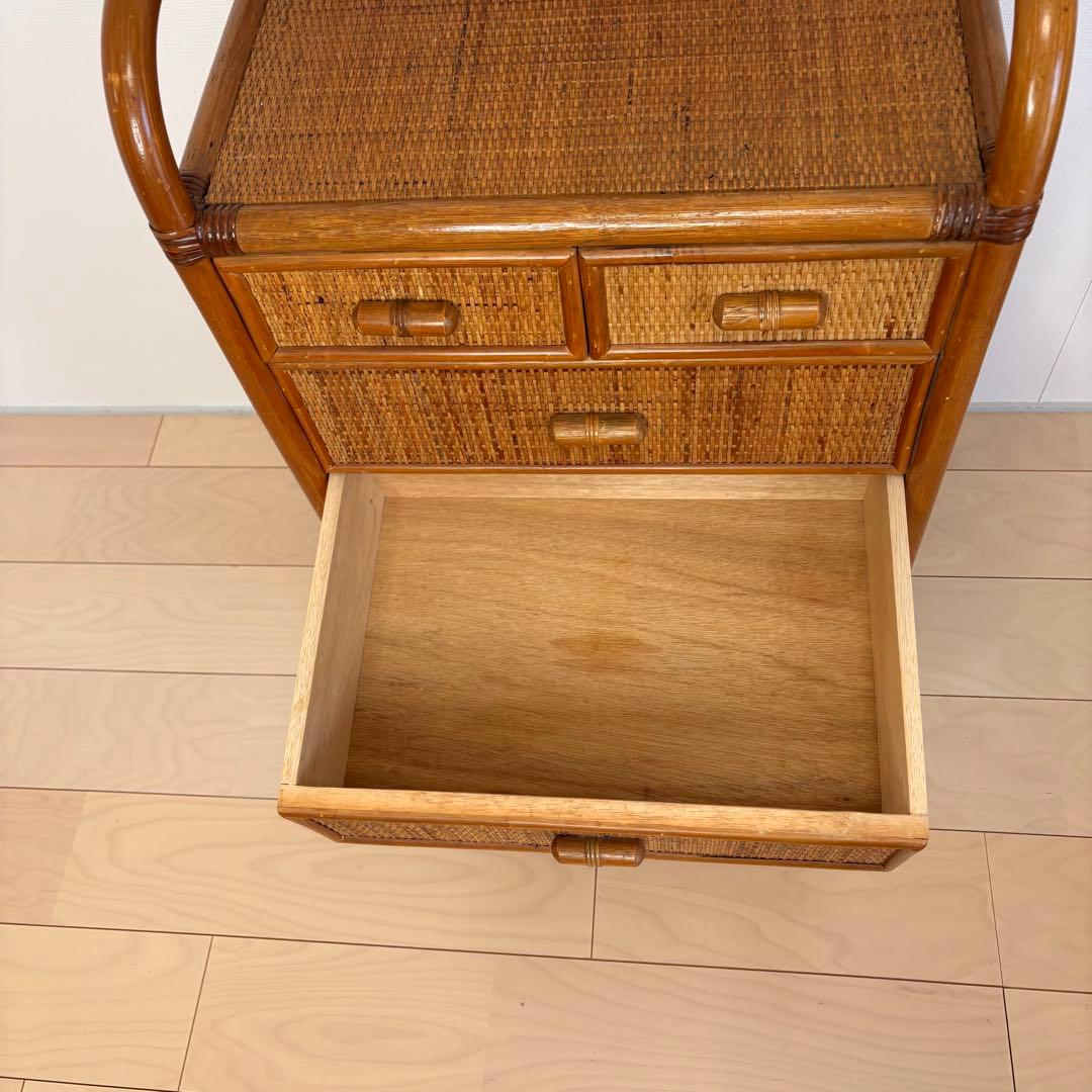ラタン 籐 5段チェスト ヴィンテージ　① 送料込み