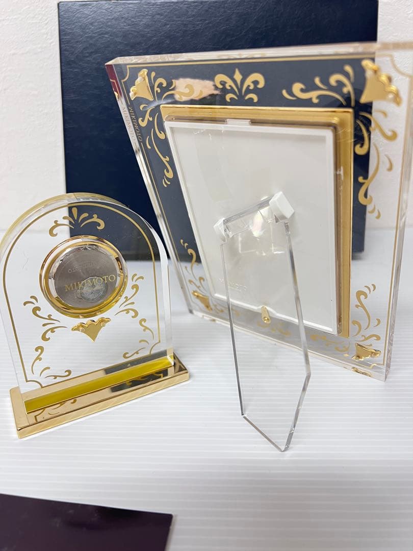 MIKIMOTO 置時計とフォトフレームセットパール付き
