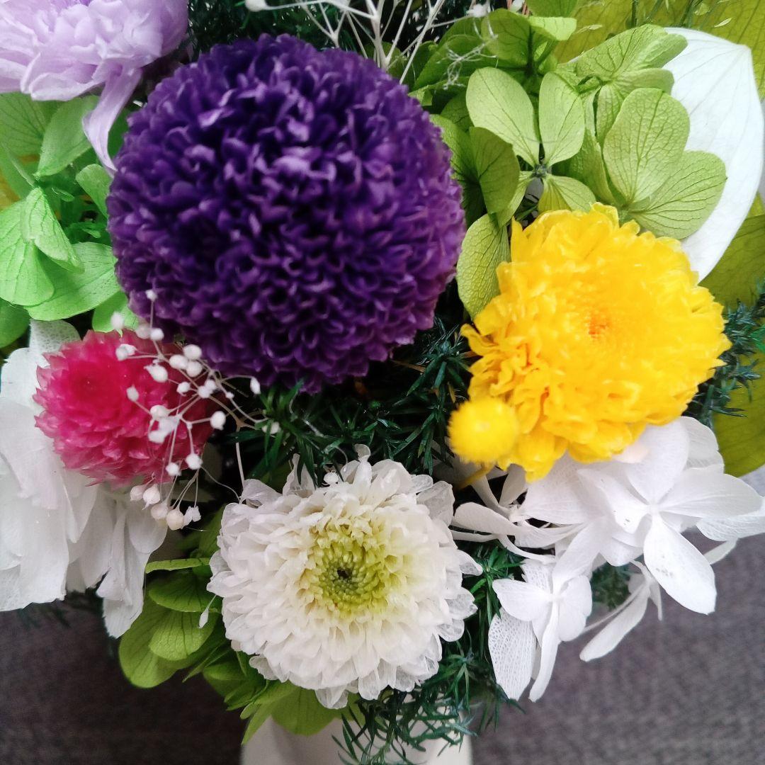 プリザーブドフラワー仏花　一対　お供え花　お仏壇花　花器一体型