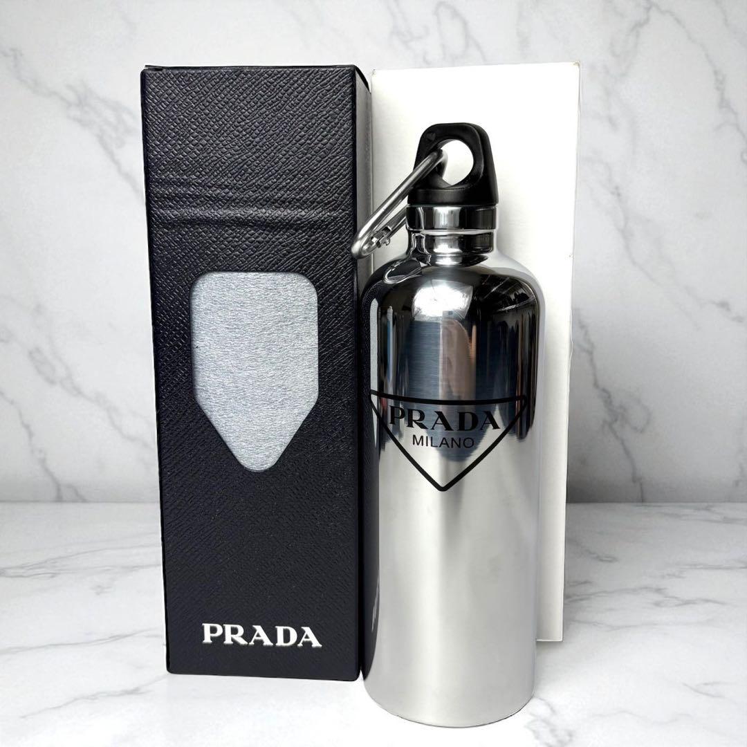 プラダ PRADA ウォーターボトル 水筒 500ml ステンレス シルバー.