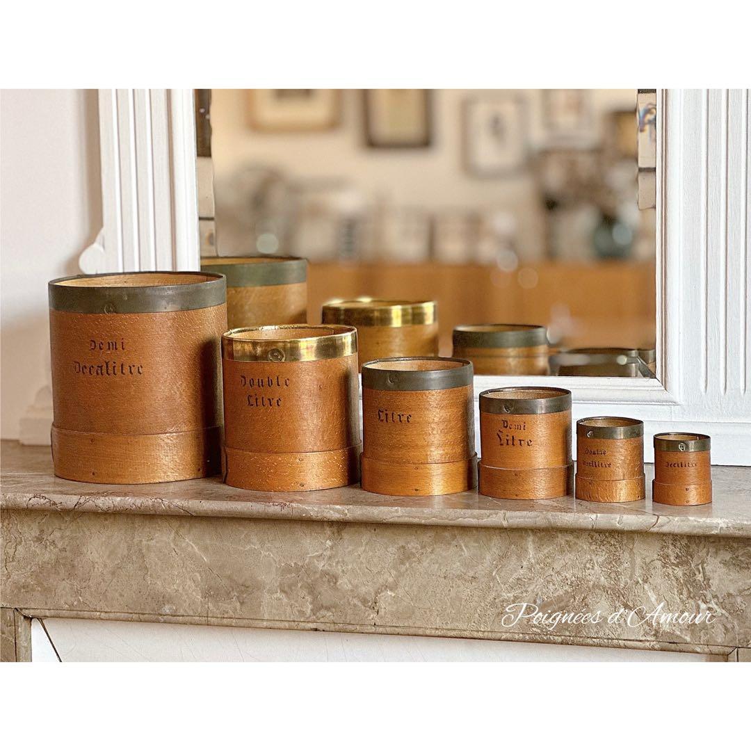 アンティーク 木製 メジャーポット 6つセット 完品