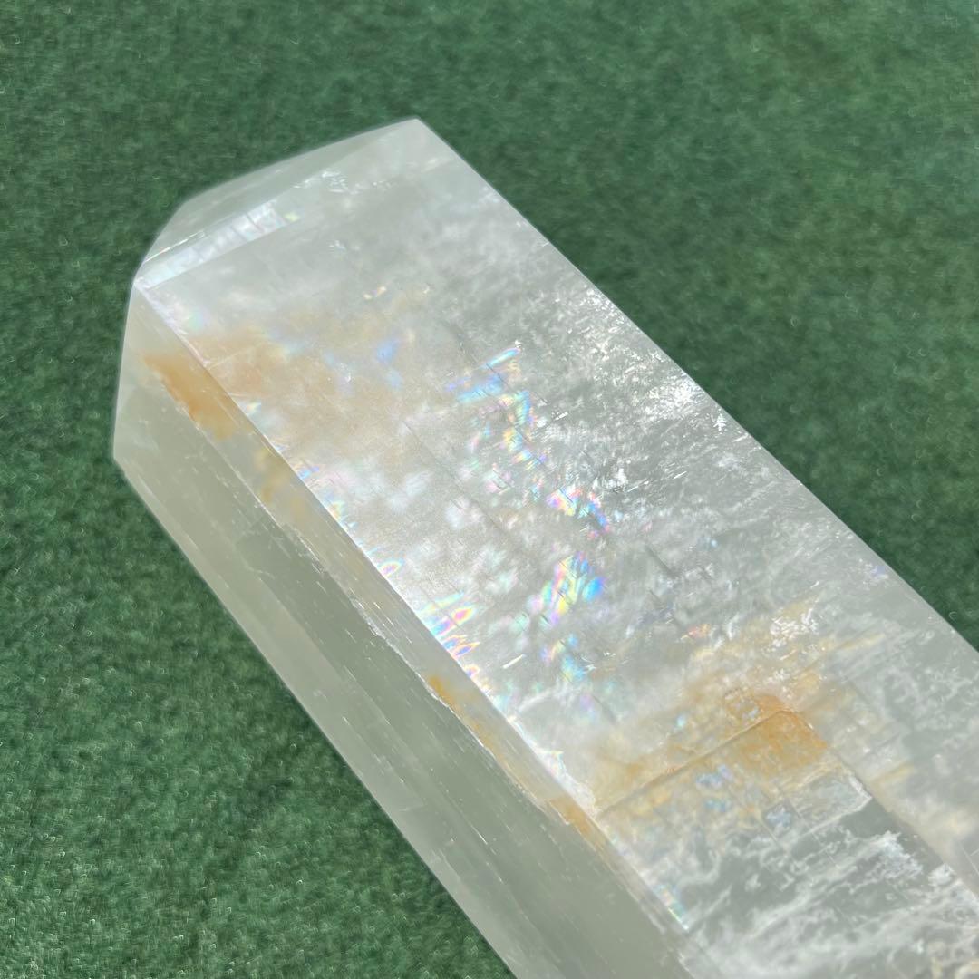 特大！ ほんのりグリーン カルサイト 六角柱 ポイント 天然石 パワーストーン