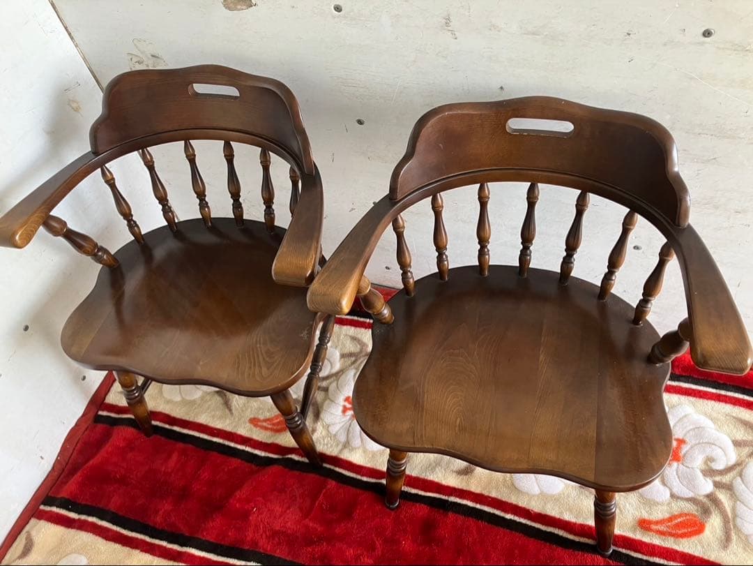 【希少】飛騨産業 キツツキマークの大型丸テーブル椅子4脚セット