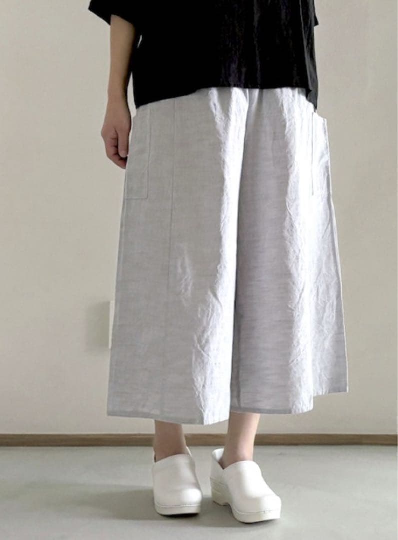 ꕤ極美品ꕤYAMMA ヤンマ産業　会津木綿キュロット③ロングロング丈 白灰