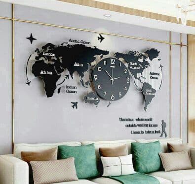 北欧式 世界地図 3D壁掛け時計 クリエイティブ個性 &7\
