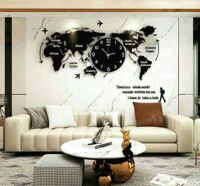 北欧式 世界地図 3D壁掛け時計 クリエイティブ個性 &amp;7\"\r   QA