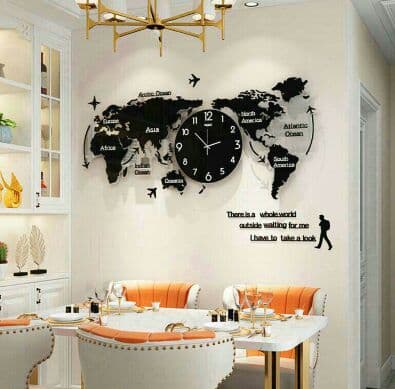 北欧式 世界地図 3D壁掛け時計 クリエイティブ個性 &amp;7\"\r   QA