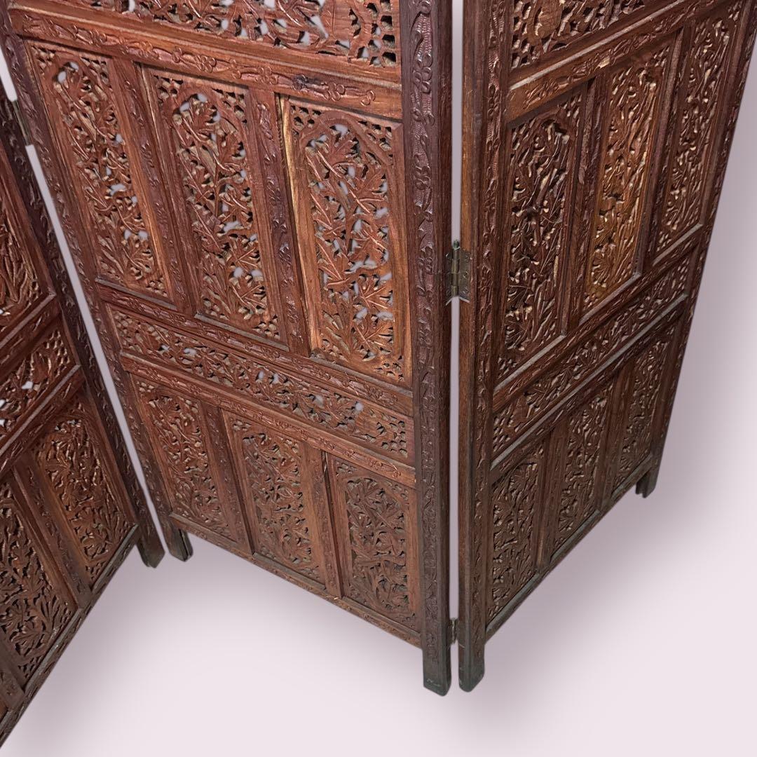 【希少】シーシャムウッド パーテーション 衝立 4連 アンティーク アジアン