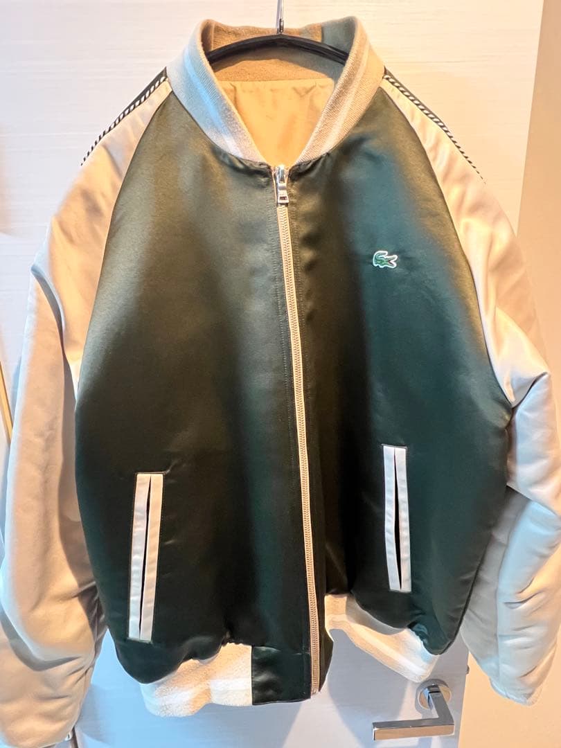 ラコステ　リバーシブルMA-1ジャケット　モスグリーン Lサイズ スタジャン
