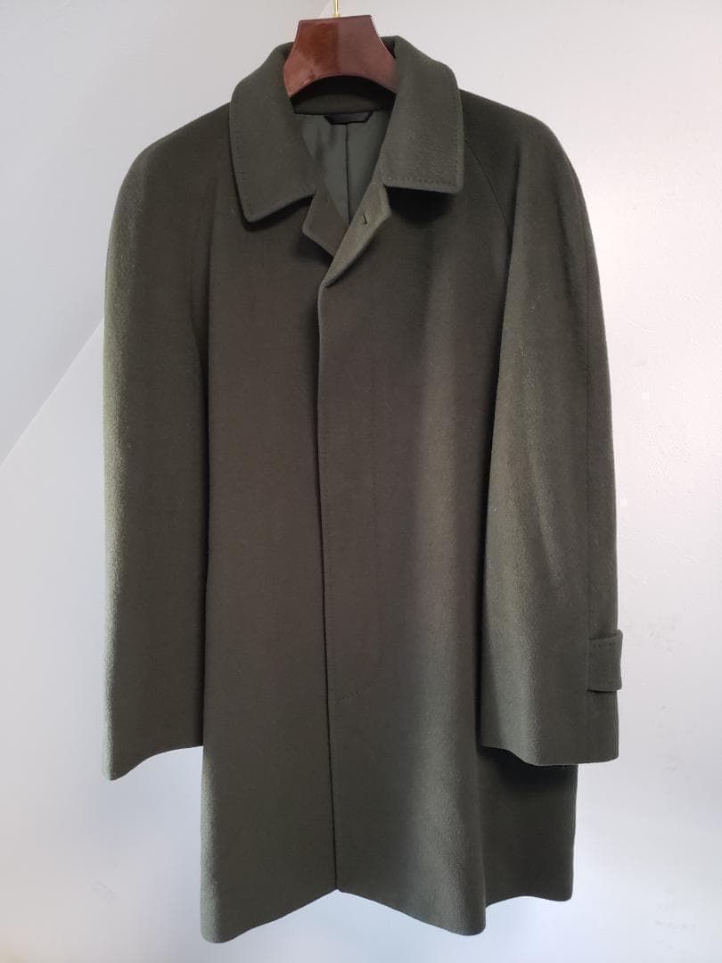 最高級カシミヤ100% 日本製 深喜毛織カシミヤ ダークオリーブ ロングコート